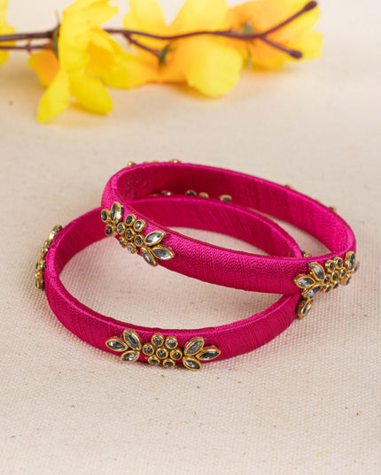 Silk Thread Bangles - Set of 2 - 2.8 inch - WBG1776-2
