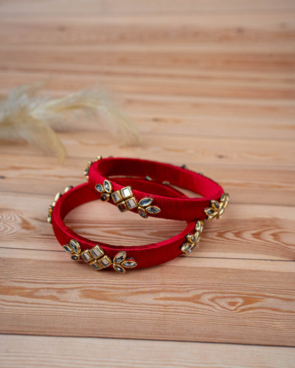 Silk Thread Bangles - Set of 2 - 2.4 inch - WBG1776-3