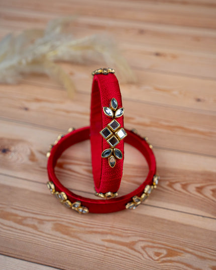 Silk Thread Bangles - Set of 2 - 2.4 inch - WBG1776-3