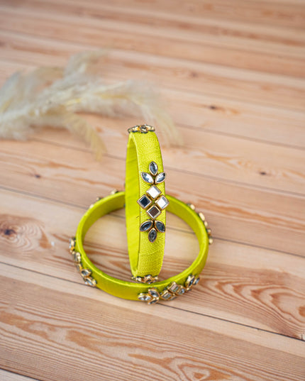 Silk Thread Bangles - Set of 2 - 2.4 inch - WBG1776-3