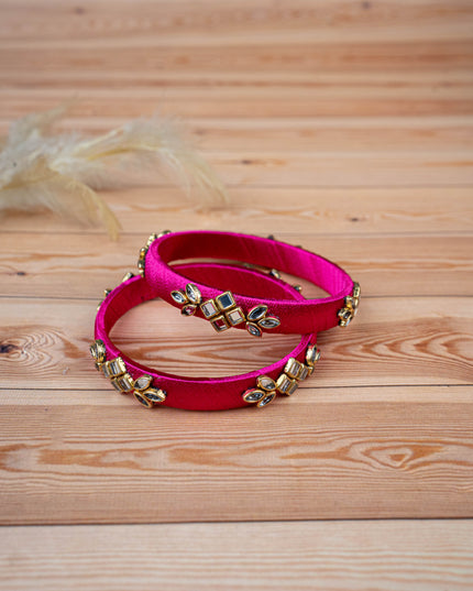 Silk Thread Bangles - Set of 2 - 2.4 inch - WBG1776-3