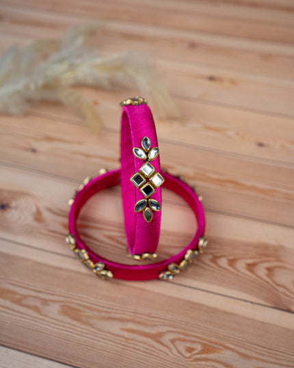 Silk Thread Bangles - Set of 2 - 2.4 inch - WBG1776-3