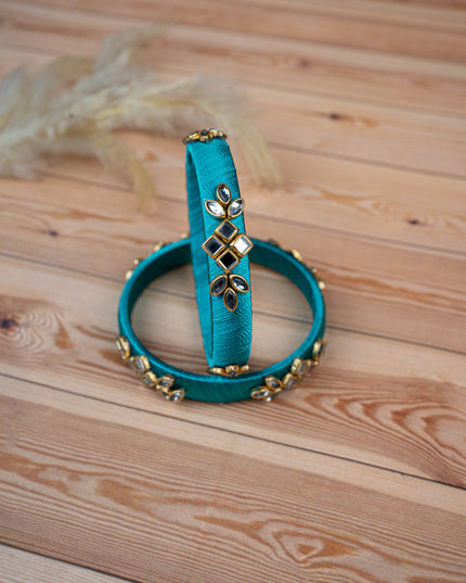 Silk Thread Bangles - Set of 2 - 2.4 inch - WBG1776-3