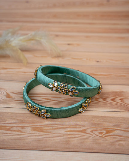 Silk Thread Bangles - Set of 2 - 2.4 inch - WBG1776-3