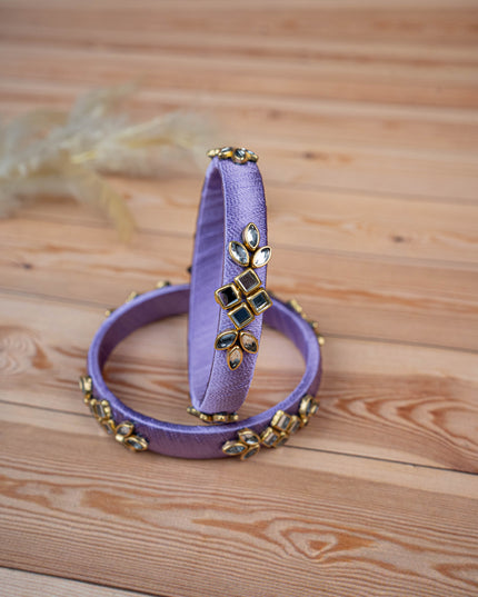 Silk Thread Bangles - Set of 2 - 2.4 inch - WBG1776-3