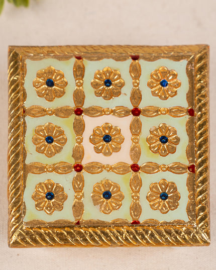 Meenakari Manai - 5x5 inch - Green - WBG1783-3