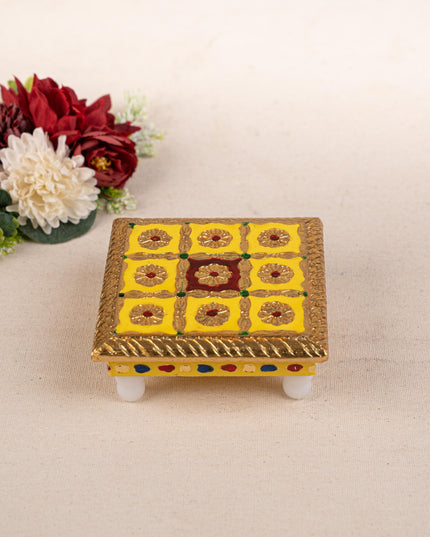 Meenakari Manai - 5x5 inch - Yellow - WBG1783-2