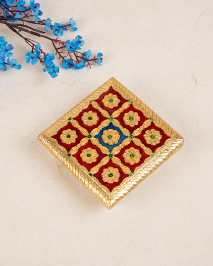 Meenakari Manai - 5x5 inch - Red - WBG1783-1