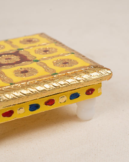 Meenakari Manai - 5x5 inch - Yellow - WBG1783-2