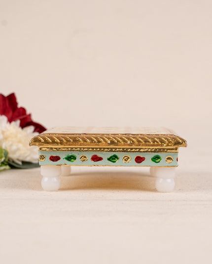 Meenakari Manai - 5x5 inch - Green - WBG1783-3