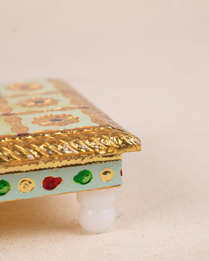 Meenakari Manai - 5x5 inch - Green - WBG1783-3