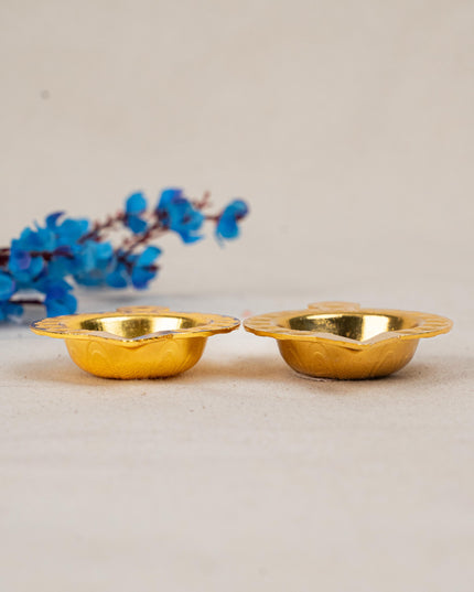 Zinc Alloy Diya Set of 2 - Gold - WBG1789-1