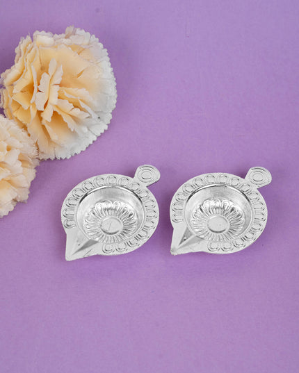 Zinc Alloy Diya Set of 2 - Silver - WBG1789-2