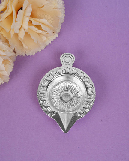 Zinc Alloy Diya Set of 2 - Silver - WBG1789-2
