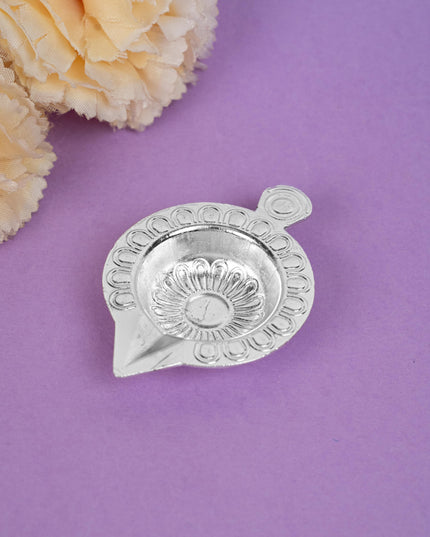 Zinc Alloy Diya Set of 2 - Silver - WBG1789-2