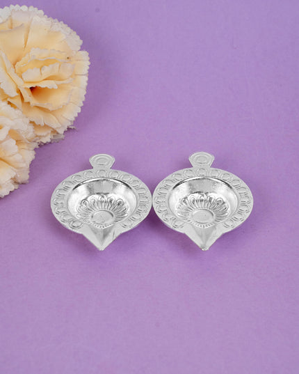 Zinc Alloy Diya Set of 2 - Silver - WBG1789-2