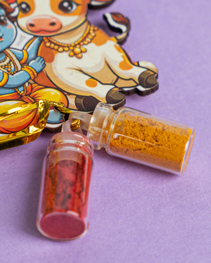 Krishna with Cow Haldi Kumkum Set - WBG1793