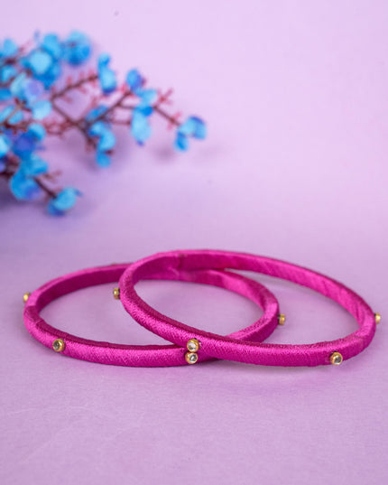 Silk Thread Bangles - Set of 2 - 2.8 inch - WBG1796-2