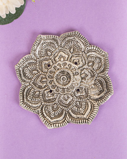 Zinc Alloy - Flower Agarbathi Stand - Silver - WBG1801-2