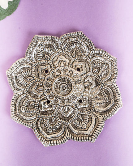 Zinc Alloy - Flower Agarbathi Stand - Silver - WBG1801-2