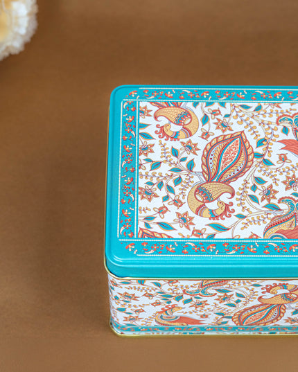 Tin Box - Floral Peacock Design - 5x3 inch - WBG1808
