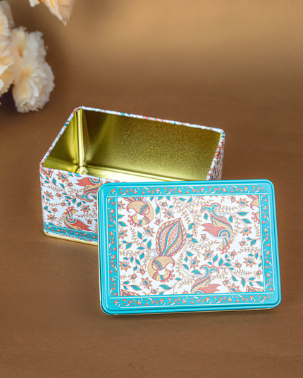 Tin Box - Floral Peacock Design - 5x3 inch - WBG1808