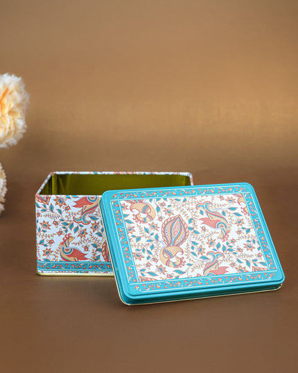 Tin Box - Floral Peacock Design - 5x3 inch - WBG1808