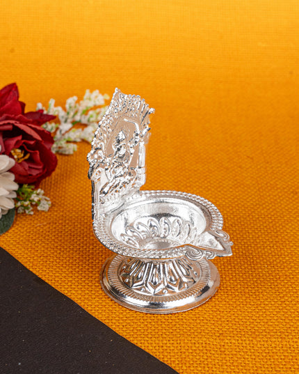 German Silver Lakshmi Diya - 4 inch - WBG1815