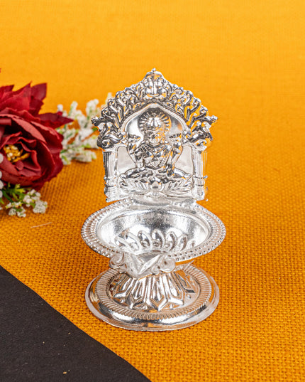 German Silver Lakshmi Diya - 4 inch - WBG1815
