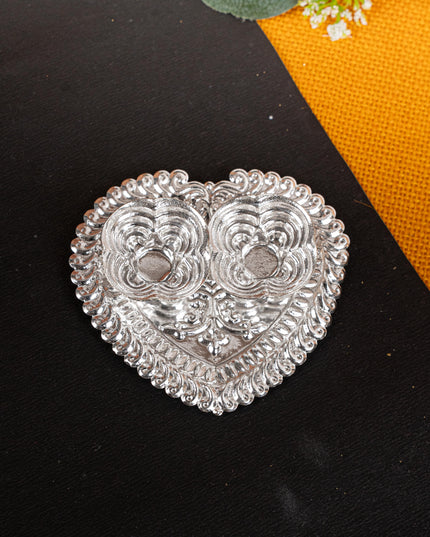 German Silver 2 Cup Kumkum - 3 inch - Heart - WBG1817