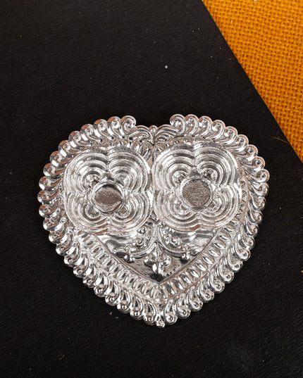 German Silver 2 Cup Kumkum - 3 inch - Heart - WBG1817