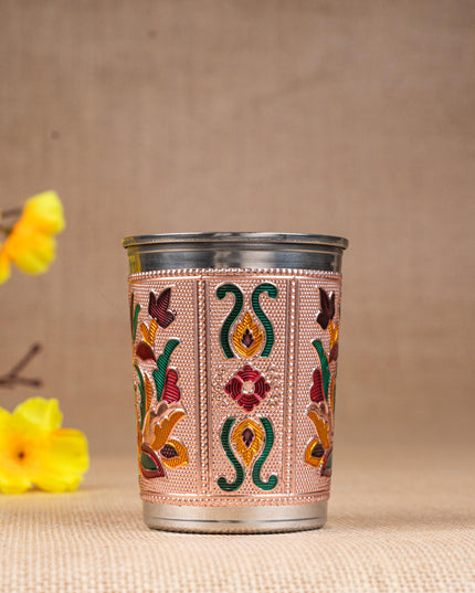 Meenakari Glass - Floral Design - Copper - WBG1819-2