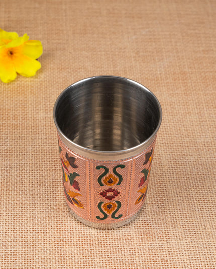 Meenakari Glass - Floral Design - Copper - WBG1819-2