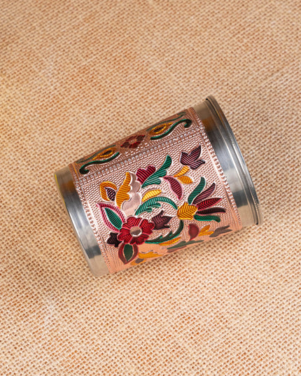 Meenakari Glass - Floral Design - Copper - WBG1819-2