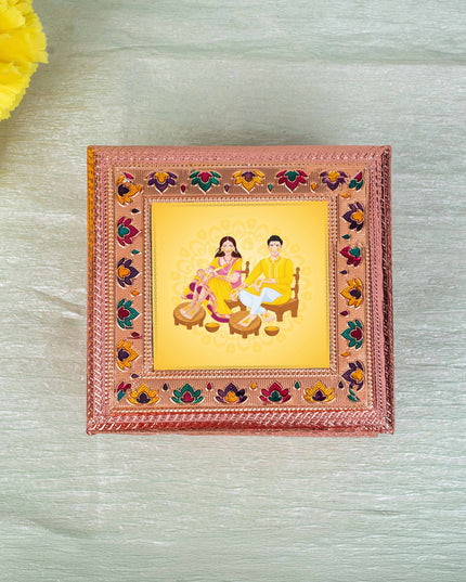 Customized - Meenakari Dry Fruit Box - Copper - 6x6 inch - WBG1825