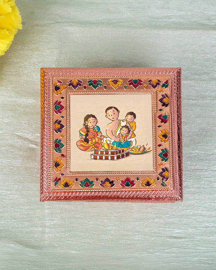 Customized - Meenakari Dry Fruit Box - Copper - 6x6 inch - WBG1825