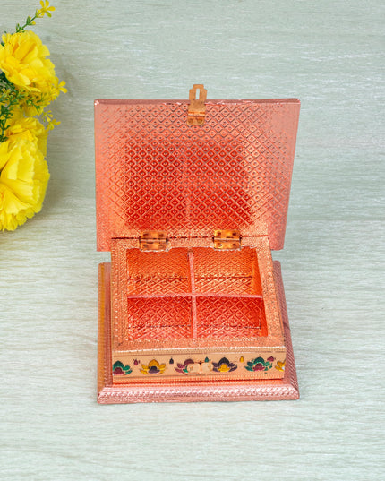 Customized - Meenakari Dry Fruit Box - Copper - 6x6 inch - WBG1825