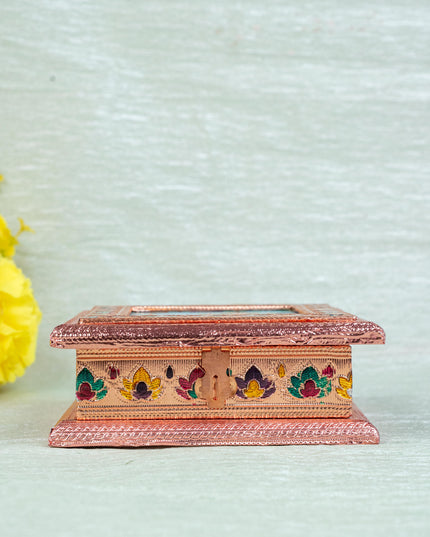Customized - Meenakari Dry Fruit Box - Copper - 6x6 inch - WBG1825