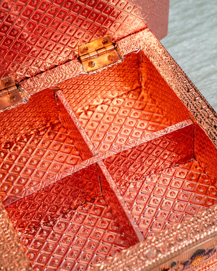Customized - Meenakari Dry Fruit Box - Copper - 6x6 inch - WBG1825