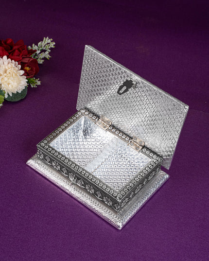 Customized - Oxidized Dry Fruit Box - 7x5 inch - Silver - WBG1831