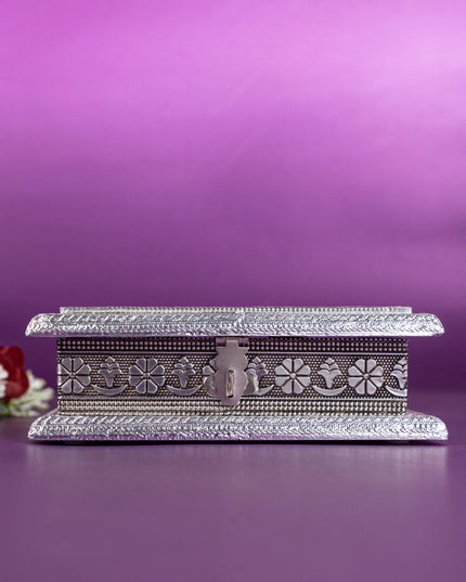 Customized - Oxidized Dry Fruit Box - 7x5 inch - Silver - WBG1831