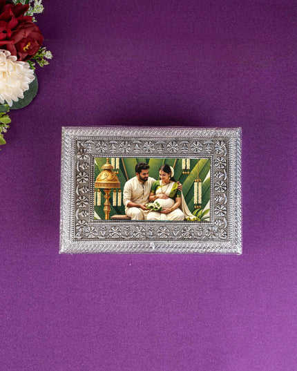 Customized - Oxidized Dry Fruit Box - 7x5 inch - Silver - WBG1831