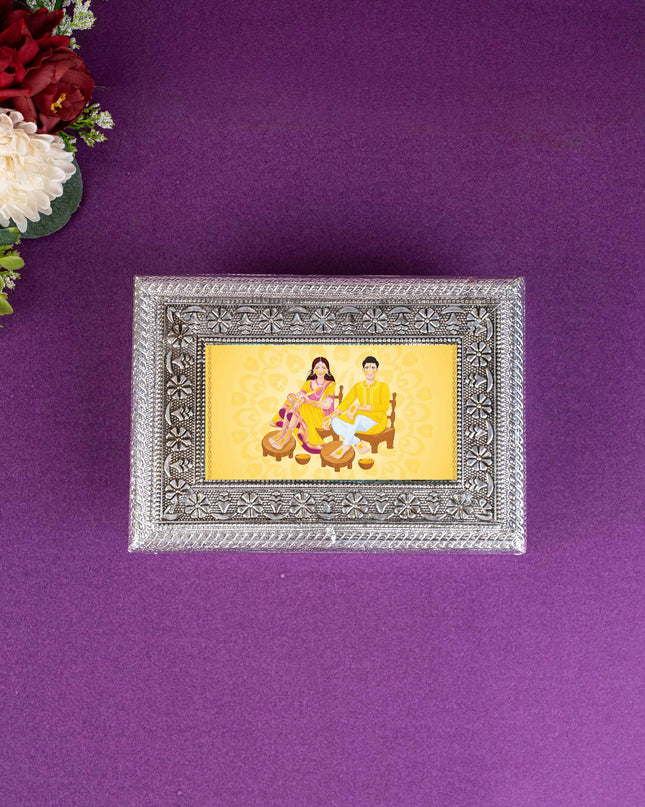 Customized - Oxidized Dry Fruit Box - 7x5 inch - Silver - WBG1831