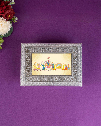 Customized - Oxidized Dry Fruit Box - 7x5 inch - Silver - WBG1831