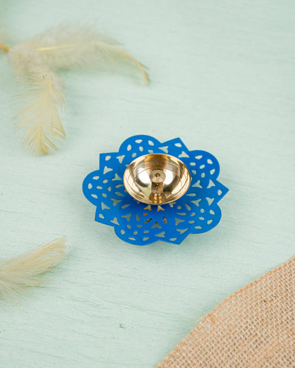 Hand Painted Brass Flower Shaped Diya - WBG1826-2