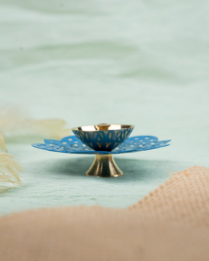 Hand Painted Brass Flower Shaped Diya - WBG1826-2