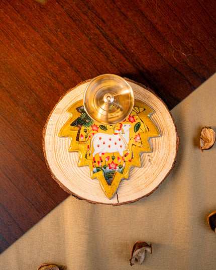 Brass Diya with Leaf - WBG1842