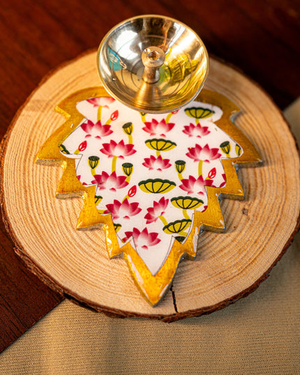 Brass Diya with Leaf - WBG1842