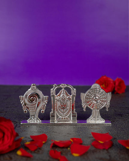 Zinc Alloy Tirupathi Balaji with Shank and Chakra - Silver - WBG1843