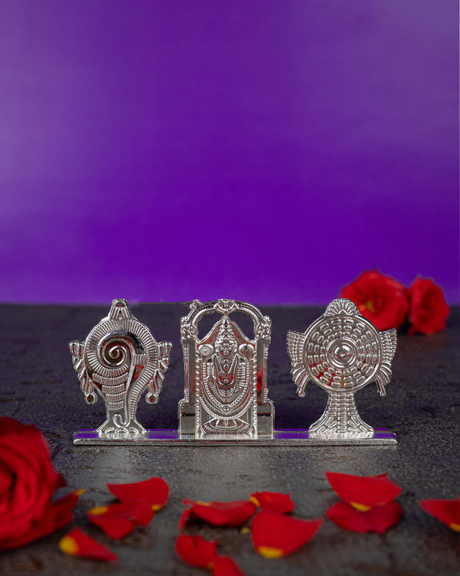 Zinc Alloy Tirupathi Balaji with Shank and Chakra - Silver - WBG1843